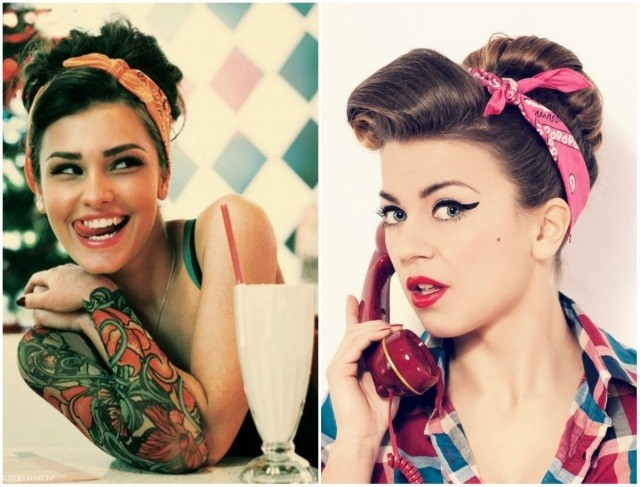 peinado-pin-up-pañuelo-tatuajes-rockabilly-blusa