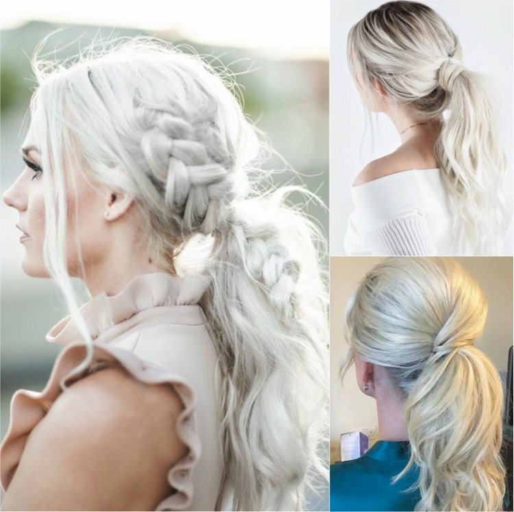 Estilo de trenza de caballo revisado para cabello rubio