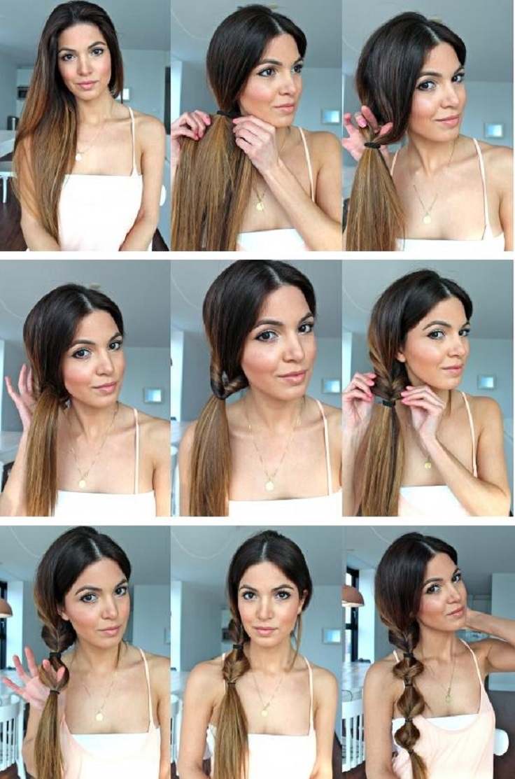 peinado sencillo - trenza de pelo largo ''Giro lateral'' peinado-sencillo-trenza-larga-giro-a un lado