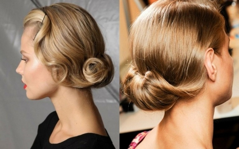 Peinado de noche para cabello de longitud media - moño vintage peinado-de-noche-moño-vintage-barette-flecos