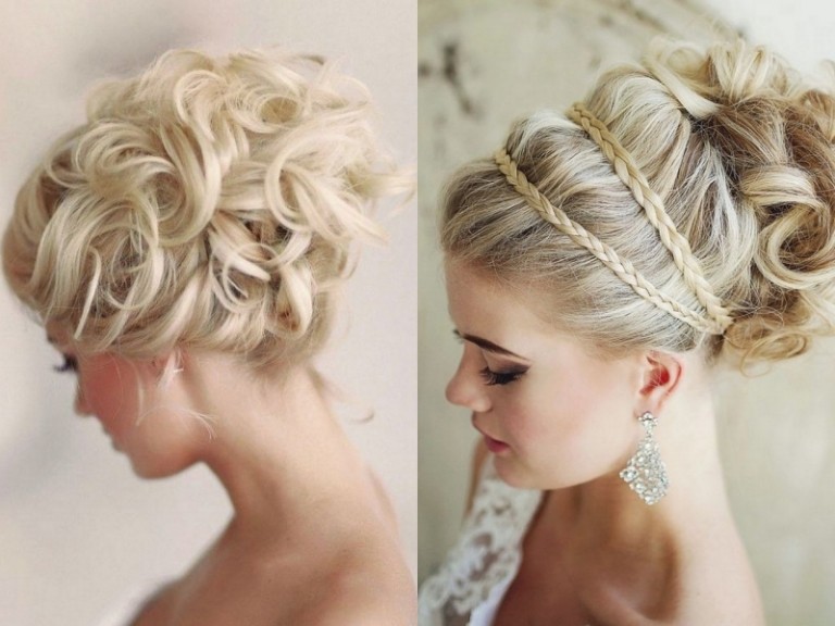 Peinado de noche para cabello largo: moño estructurado con diadema trenzada peinado de noche pelo-bollo-complejo-trenza