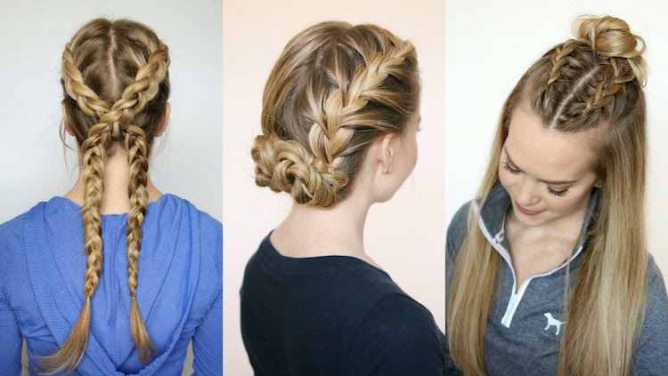peinado deportivo pelo largo trenzas moño ideas