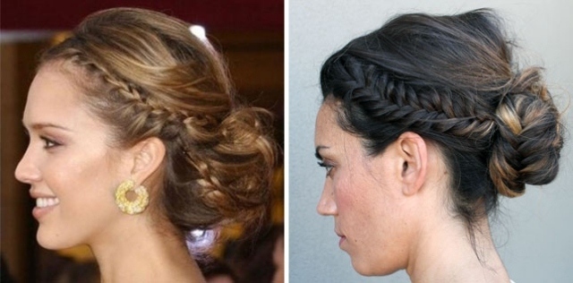 Peinado de trenza inspirado en Jessica Alba: moño trenzado peinado-trenza-inspirado-estrellas-moño-trenzado-Jessica-Alba