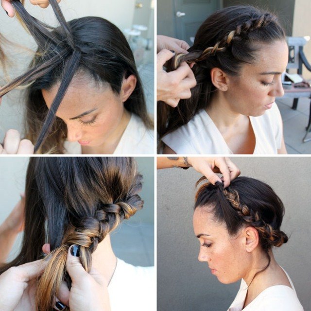 Estilo de cabello con trenza inspirado en astros: corona de trenza peinado de trenza inspirado en la trenza de estrella