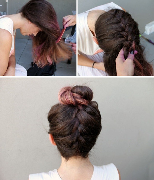 Estilo de peinado trenzado inspirado en celebridades: moño trenzado a la inversa peinado-trenza-inspirado-astros-moño-trenzado-a la inversa