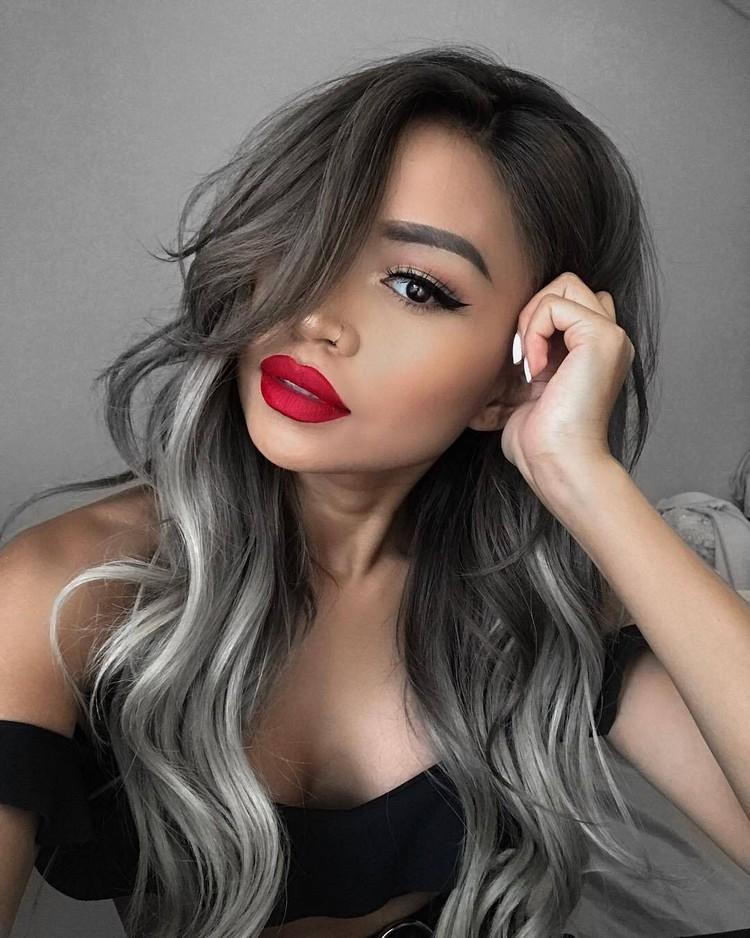color de cabello gris mujer piel mate escanear tonos naturales
