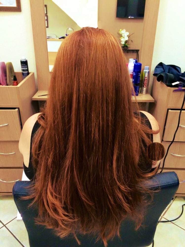 tratamiento de corte de cabello pelirrojo picante