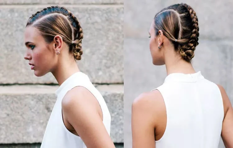 trenzas pegadas para cabello corto sport chic peinado otoño invierno 2021