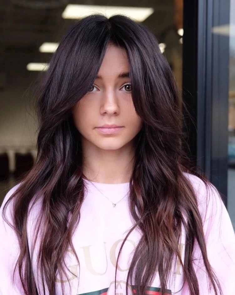 cortina larga flequillo tendencia cabello extra largo