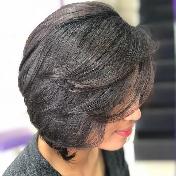 Corte Rectángulo Corto Degradado ¿Será el corte de este año? 4 - 【MioEstilo】 corte cuadrado corto degradado 2021 cabello castaño oscuro