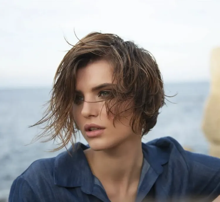 Corte cuadrado degradado corte cuadrado corto tendencia de peinado de mujer verano 2022