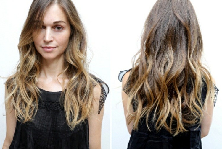 melena castaña extensa con destellos rubios corte-de-pelo-rubio-ondas-castano-base-rubio-mechas