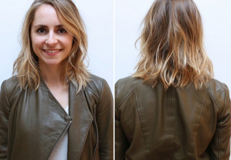 corte castaño medio con destellos rubios cabellera rubia de longitud media