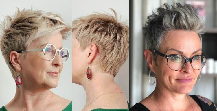 corte de cabello corto mujer gafas cabello adelante o arriba