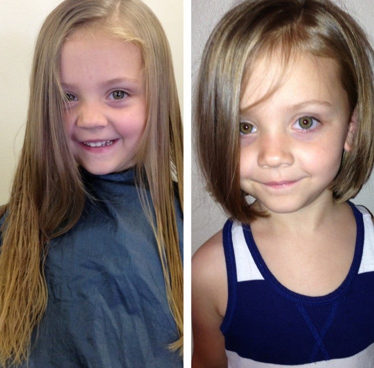 Estilos de peinado para chicas: 40 sugerencias de excelente calidad 3 - 【MioEstilo】 Transformación de cabello de corte de pelo de niña cuadrada corta moderna antes después