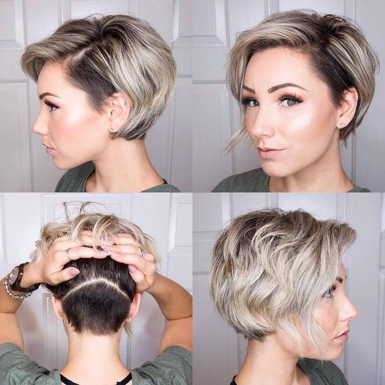 corte y peinado 2018 mujer - cabello corto con rapado en el cuello lateral