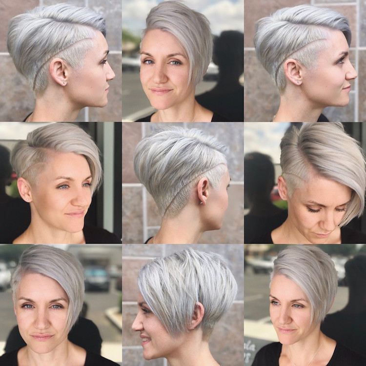 peinado colorido 2018 mujer 40+ años - rapado en un lado con corte pixie