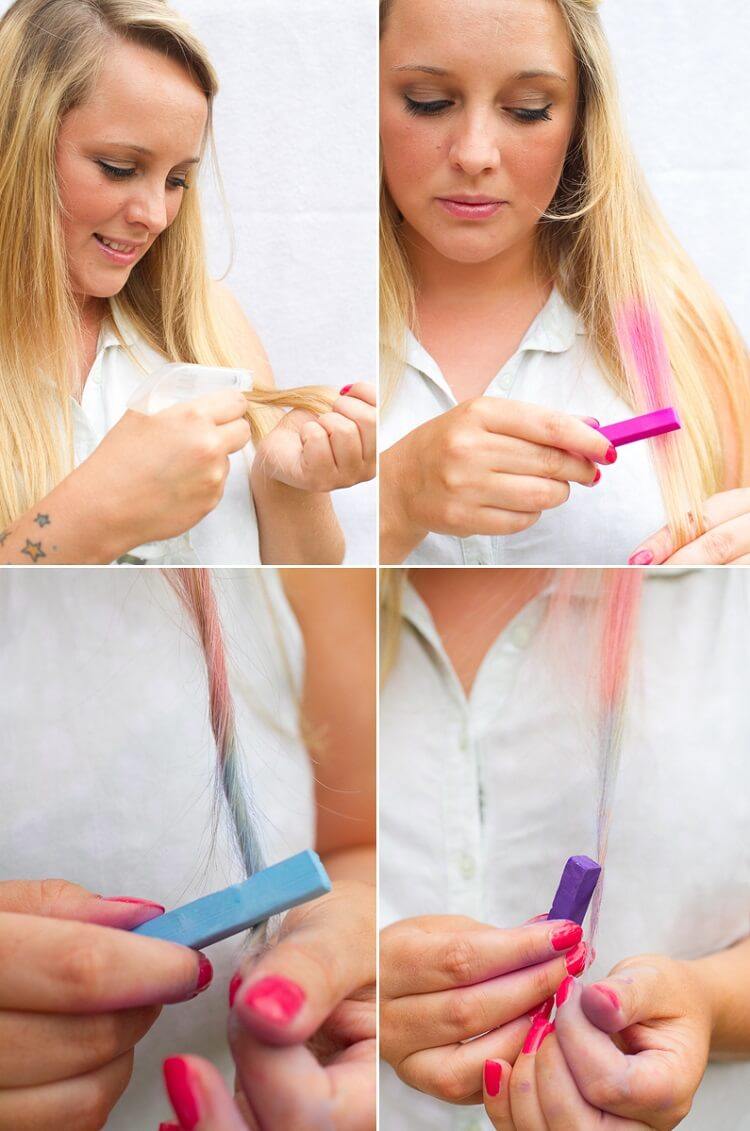 Tiza para el cabello: ¿cómo usar este colorante lavable? 3 - 【MioEstilo】 crayola para el pelo en crin rubia o castaña