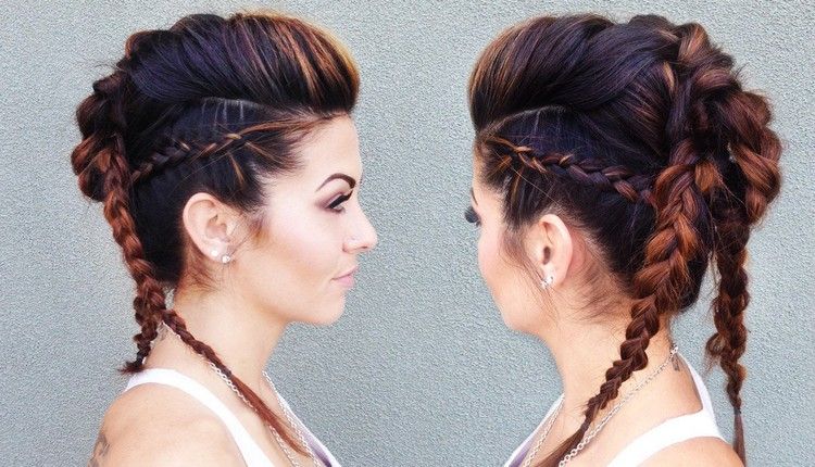 faux hawk chica cabello marrón trenzado
