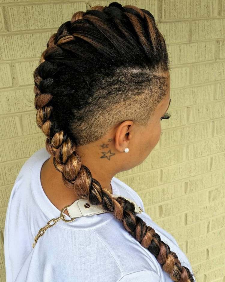faux hawk chica trenza cabello afro