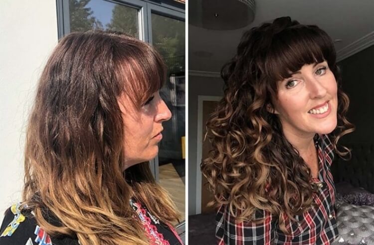 método de pérdida de cabello antes-después peinado mujer pelo rizado