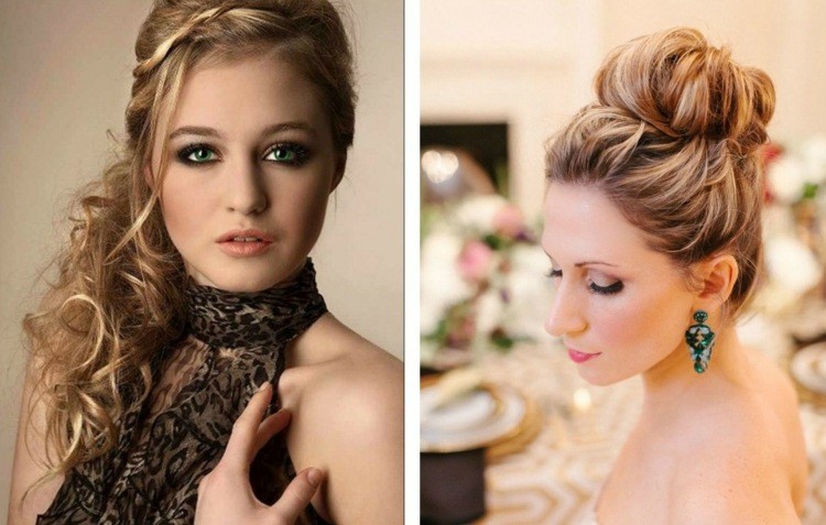ideas de peinado para baile con moño alto y trenza peinado-idea-prom-moño-trenza-alta-cabello-largo-rizado