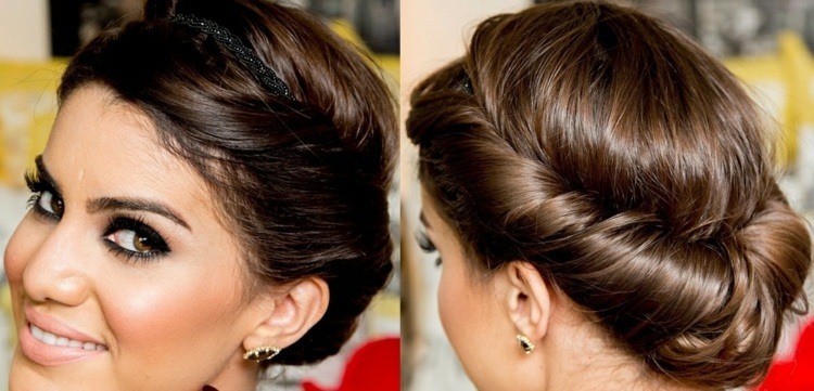 propuesta de peinado para baile con corona adornada con mechones retorcidos peinado-idea-prom-chongo-torsion-cabello de longitud media