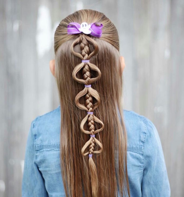 niña peinado cabello medio recogido trenza original