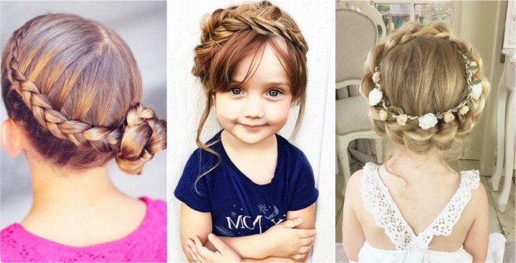 Ideas de peinado de niña para boda - trenza de corona