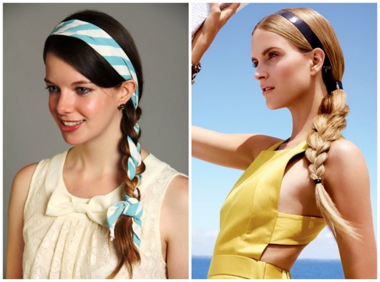 peinado de moda de verano - trenza lateral y diadema peinado-faja-tendencia-trenza lateral