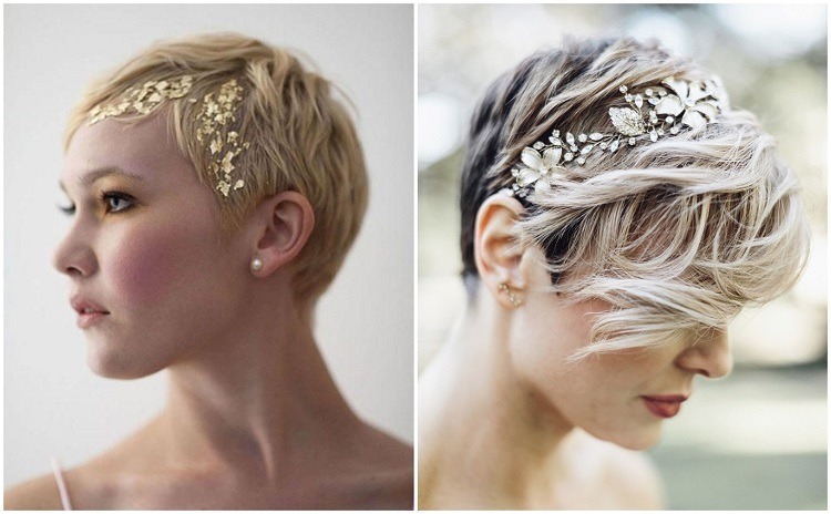 peinado para invitadas a boda con accesorios para cabello corto
