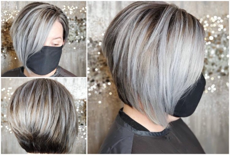 ¿Mechas plateadas o balayage en cabello oscuro y claro? 3 - 【MioEstilo】 corte de pelo corto mechas grises cabello castaño