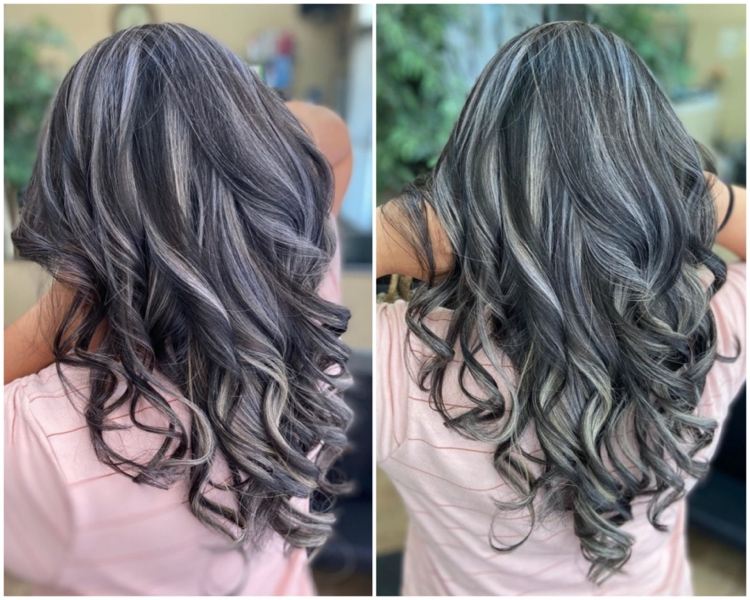 ¿Mechas plateadas o balayage en cabello oscuro y claro? 5 - 【MioEstilo】 mechas grises cabello negro papel de aluminio