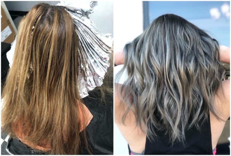 ¿Mechas plateadas o balayage en cabello oscuro y claro? 2 - 【MioEstilo】 mechas grises papel de aluminio cabello castaño ceniza