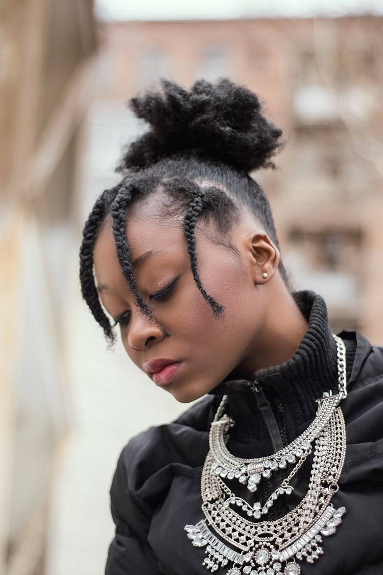 godisable - jacob cuatro trenzas pequeñas de estilo antiguo con moño en cabello afro
