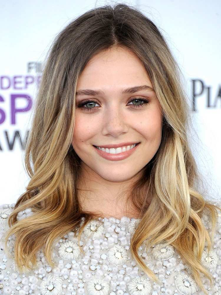 ombre-blonde-elizabeth-olsen-light-makeup-white-dress