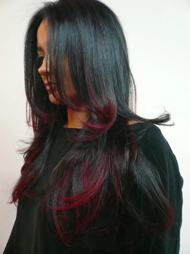 peinado sombreado para cabello largo y oscuro con ideas de Hollywood