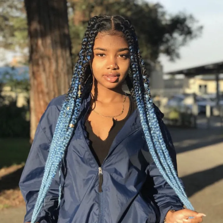 idea de peinado ombré extensiones de trenza añadidas para cabello negro rizado