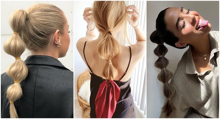 peinado para el regreso a clases con el cabello largo cola de caballo burbuja adolescentes regreso a la escuela