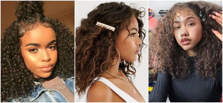 peinado para cabello rizado en el regreso a clases 2021