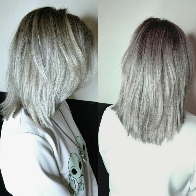 cabello gris rubio platino - coloración de moda 2021