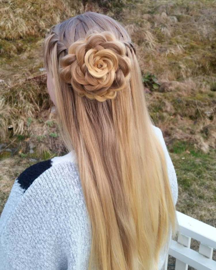 trenza de pelo en forma de flor súper única