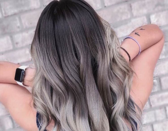 balayage brun gris blond platine 1