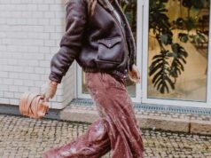 ¿Cómo llevar pantalones de terciopelo? ¡10 formas de verse fantástica! comment porter le pantalon en velours femme large effet use blouson cuir idee Mango