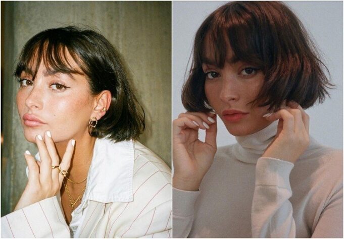 coupes au carre court French Bob avec frange coiffure Taylor LaShae coiffure cheveux courts
