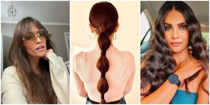 idees coiffure cheveux longs 2021 femme boucles ondules attaches lisses