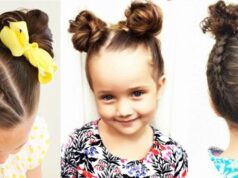 idées de coiffure petite fille macarons chignon double bun