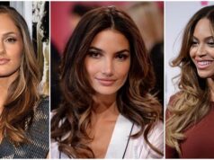 Reflejos dorados y ámbar en melena morena oscura meches miel cheveux chatain fonce meches caramel balayage