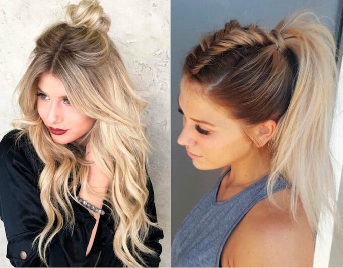 tendance cheveux hausse coiffures queue tressée demi chignon e1507210235784