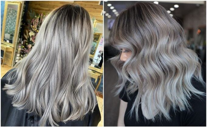 ¡revelación total del nuevo tono de moda exclusivo para rubias! tendance coloration cheveux steel hair couleur blond acier coloration metallique grege hair femme